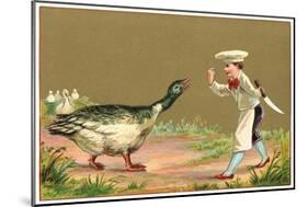 Little Chef Luring Goose-null-Mounted Premium Giclee Print