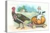 Little Chef Riding Turkey Carriage-null-Stretched Canvas