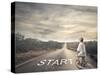 Little Child Pedaling a Bicycle on a Deserted Road-olly2-Stretched Canvas