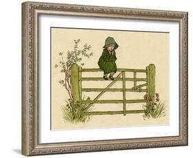 Little Child Sitting on a Fence-Kate Greenaway-Framed Art Print