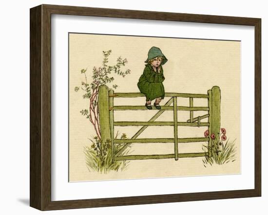 Little Child Sitting on a Fence-Kate Greenaway-Framed Art Print