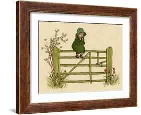 Little Child Sitting on a Fence-Kate Greenaway-Framed Art Print