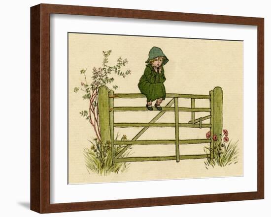 Little Child Sitting on a Fence-Kate Greenaway-Framed Art Print