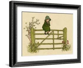 Little Child Sitting on a Fence-Kate Greenaway-Framed Art Print