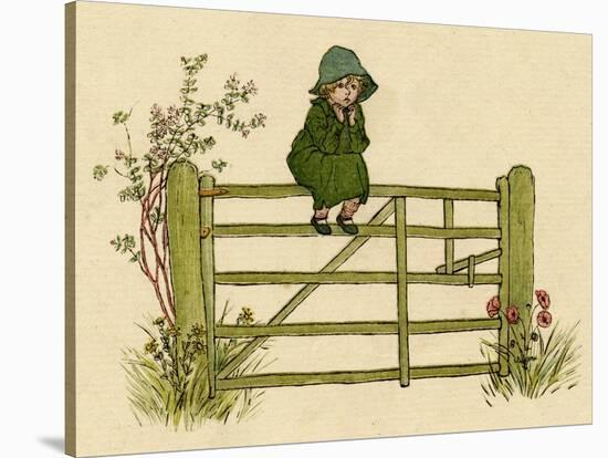 Little Child Sitting on a Fence-Kate Greenaway-Stretched Canvas