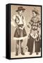 Little Cowboy and Cowgirl in Outfits-null-Framed Stretched Canvas