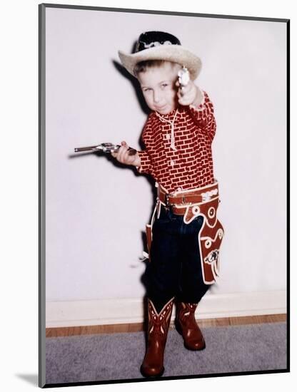 Little Cowboy Fires Play Six Shooters, Ca. 1956-null-Mounted Photographic Print