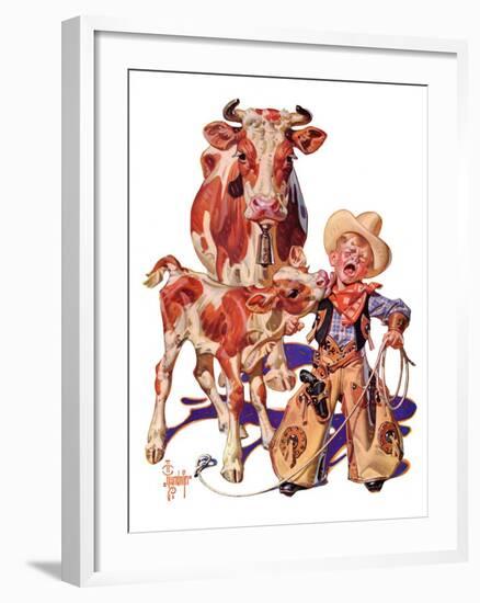 "Little Cowboy Takes a Licking,"August 20, 1938-Joseph Christian Leyendecker-Framed Giclee Print