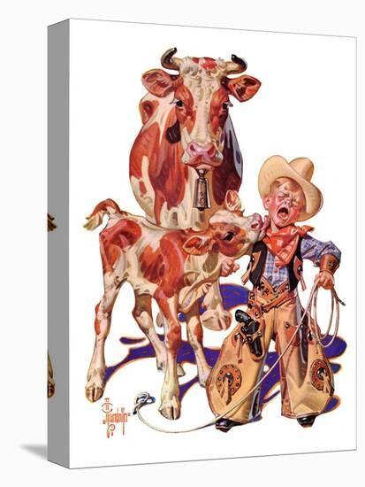 "Little Cowboy Takes a Licking,"August 20, 1938-Joseph Christian Leyendecker-Stretched Canvas