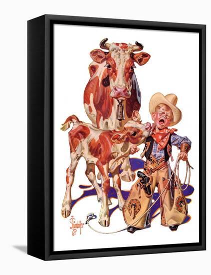 "Little Cowboy Takes a Licking,"August 20, 1938-Joseph Christian Leyendecker-Framed Stretched Canvas