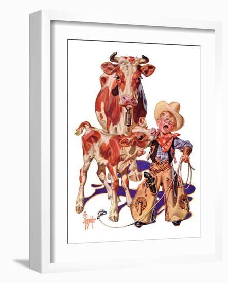 "Little Cowboy Takes a Licking,"August 20, 1938-Joseph Christian Leyendecker-Framed Giclee Print