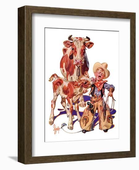 "Little Cowboy Takes a Licking,"August 20, 1938-Joseph Christian Leyendecker-Framed Giclee Print