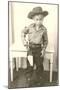 Little Cowboy with Six-Shooter-null-Mounted Art Print