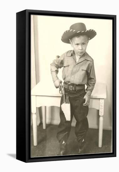 Little Cowboy with Six-Shooter-null-Framed Stretched Canvas