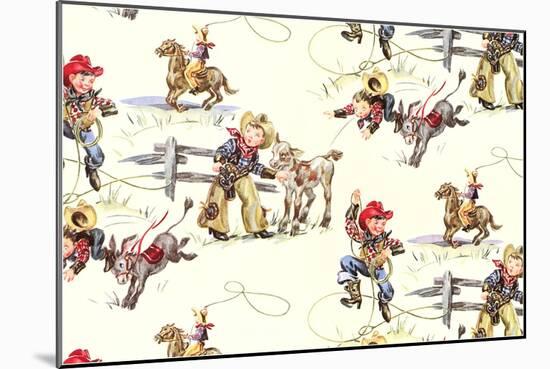 Little Cowboys-null-Mounted Art Print