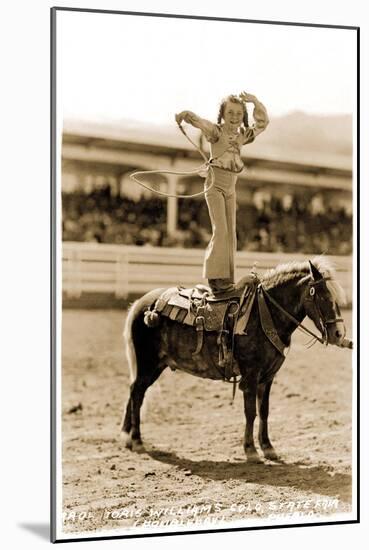 Little Cowgirl with Small Pony-null-Mounted Art Print