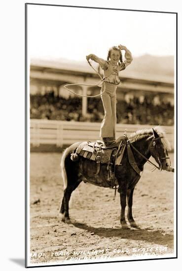 Little Cowgirl with Small Pony-null-Mounted Art Print