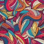 Seamless Wave Hand-Drawn Pattern, Waves Background-Little_cuckoo-Art Print