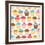 Little Cupcakes Seamless Pattern-Adam Fahey-Framed Art Print