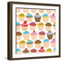 Little Cupcakes Seamless Pattern-Adam Fahey-Framed Art Print