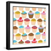 Little Cupcakes Seamless Pattern-Adam Fahey-Framed Art Print