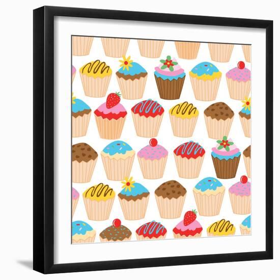 Little Cupcakes Seamless Pattern-Adam Fahey-Framed Art Print