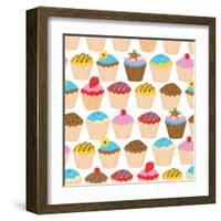 Little Cupcakes Seamless Pattern-Adam Fahey-Framed Art Print