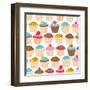 Little Cupcakes Seamless Pattern-Adam Fahey-Framed Art Print