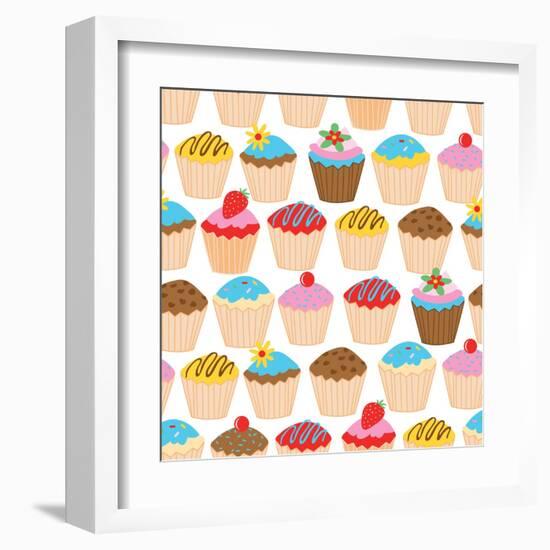 Little Cupcakes Seamless Pattern-Adam Fahey-Framed Art Print