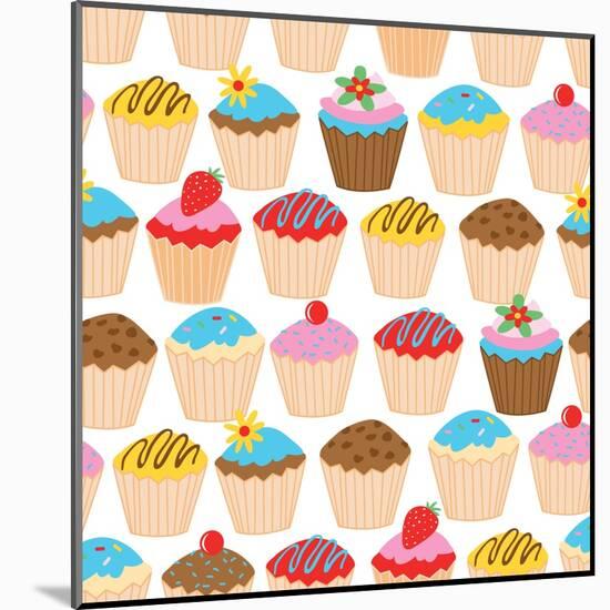 Little Cupcakes Seamless Pattern-Adam Fahey-Mounted Art Print