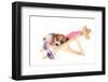 Little Cute Beach Puppy Resting In Chair-Ivonnewierink-Framed Photographic Print