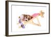 Little Cute Beach Puppy Resting In Chair-Ivonnewierink-Framed Photographic Print