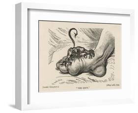 Little Devil Sinks His Teeth into the Swollen Foot of a Gout Sufferer-James Gillray-Framed Art Print