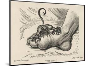 Little Devil Sinks His Teeth into the Swollen Foot of a Gout Sufferer-James Gillray-Mounted Art Print