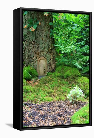 Little Fairy Tale Door in a Tree Trunk.-Hannamariah-Framed Stretched Canvas