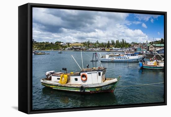 Little Fishing Boats in Chonchi, Chiloe, Chile, South America-Michael Runkel-Framed Stretched Canvas