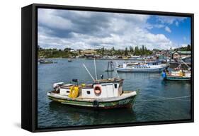 Little Fishing Boats in Chonchi, Chiloe, Chile, South America-Michael Runkel-Framed Stretched Canvas