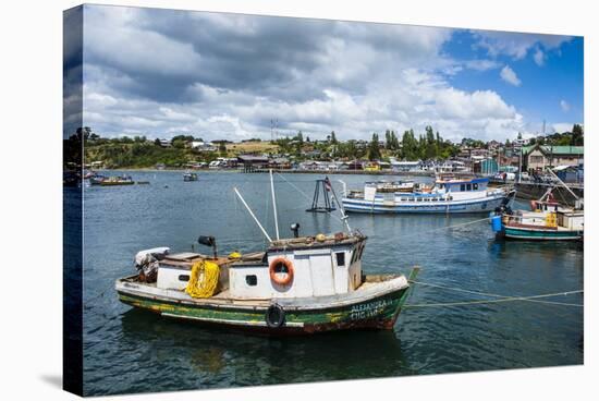 Little Fishing Boats in Chonchi, Chiloe, Chile, South America-Michael Runkel-Stretched Canvas