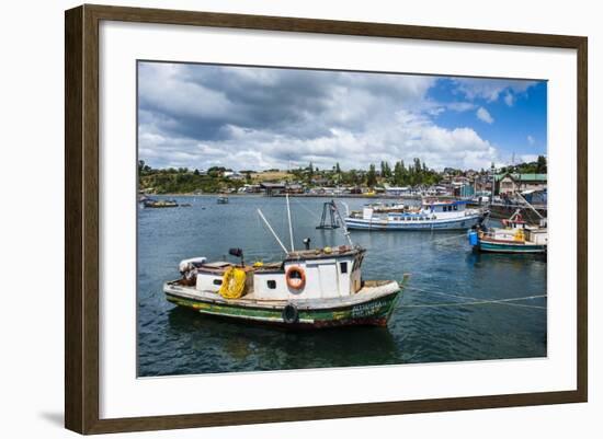 Little Fishing Boats in Chonchi, Chiloe, Chile, South America-Michael Runkel-Framed Photographic Print