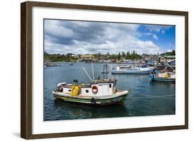 Little Fishing Boats in Chonchi, Chiloe, Chile, South America-Michael Runkel-Framed Photographic Print