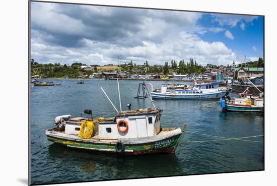 Little Fishing Boats in Chonchi, Chiloe, Chile, South America-Michael Runkel-Mounted Photographic Print