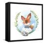 Little Fox Girl with Bird Nest Eggs-Eisfrei-Framed Stretched Canvas