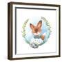 Little Fox Girl with Bird Nest Eggs-Eisfrei-Framed Art Print