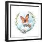 Little Fox Girl with Bird Nest Eggs-Eisfrei-Framed Art Print