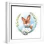 Little Fox Girl with Bird Nest Eggs-Eisfrei-Framed Art Print