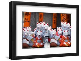 Little Fox Statues at Fushimi Inari Shrine in Kyoto, Japan-Cebas-Framed Photographic Print