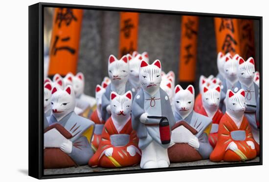 Little Fox Statues at Fushimi Inari Shrine in Kyoto, Japan-Cebas-Framed Stretched Canvas