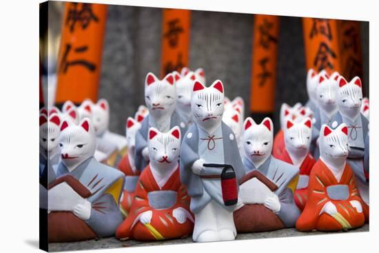 Little Fox Statues at Fushimi Inari Shrine in Kyoto, Japan-Cebas-Stretched Canvas