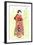 Little Geisha with Mickey Mouse Fan-null-Framed Art Print