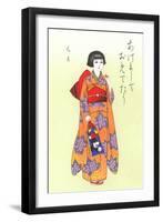 Little Geisha with Mickey Mouse Fan-null-Framed Art Print